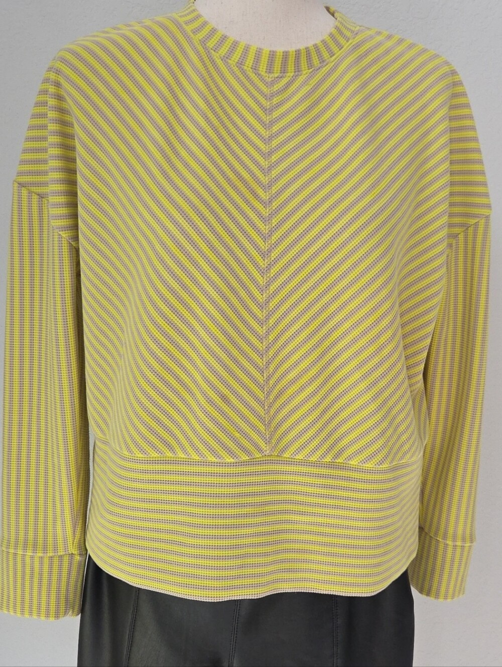 Talbots Yellow and Gray Chevron Stripe Sweatshirt